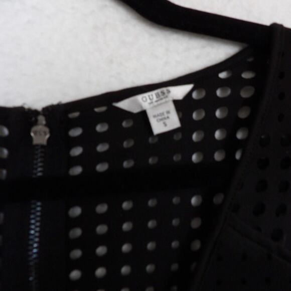 Guess Dress Women Small Black Mesh Cutout LBD Cocktail Perforated Sheath Evening - Picture 8 of 11